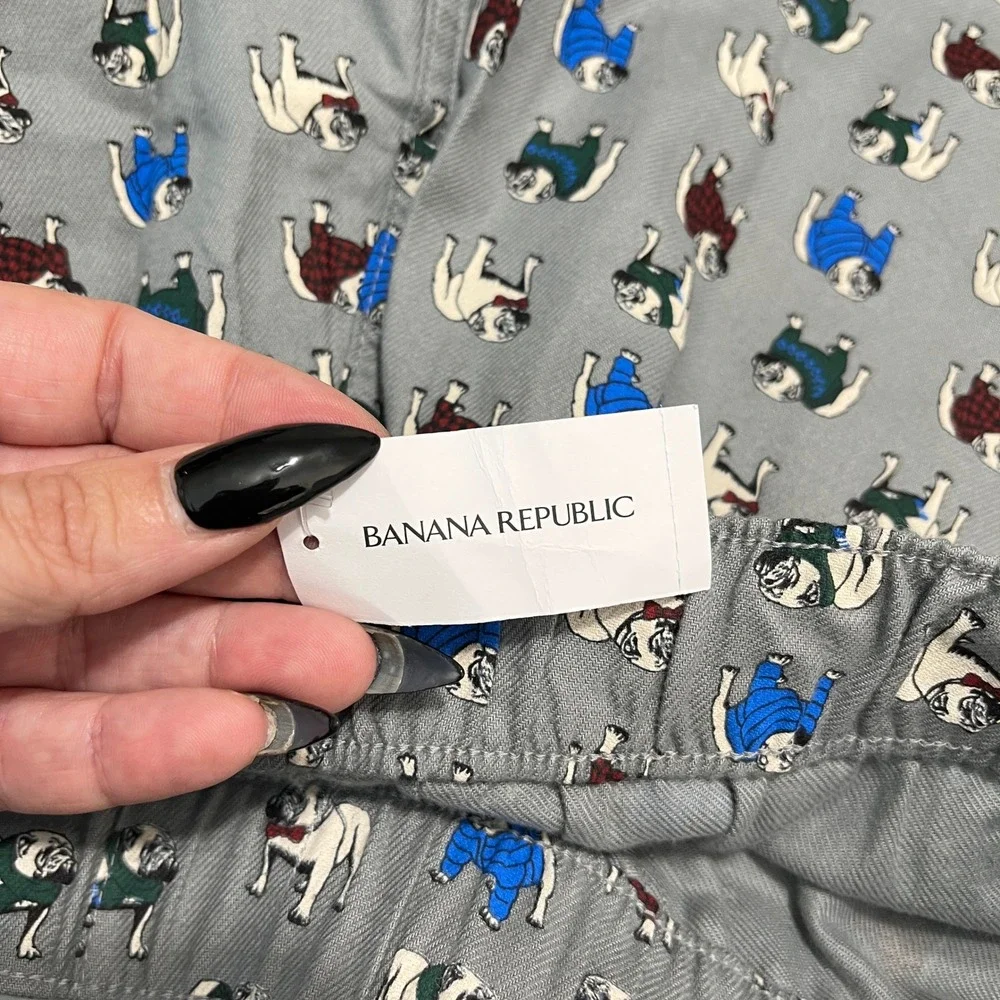 Banana Republic Bulldog Pajama Pants Mens‎ L Drawstring Sleepwear Lounge